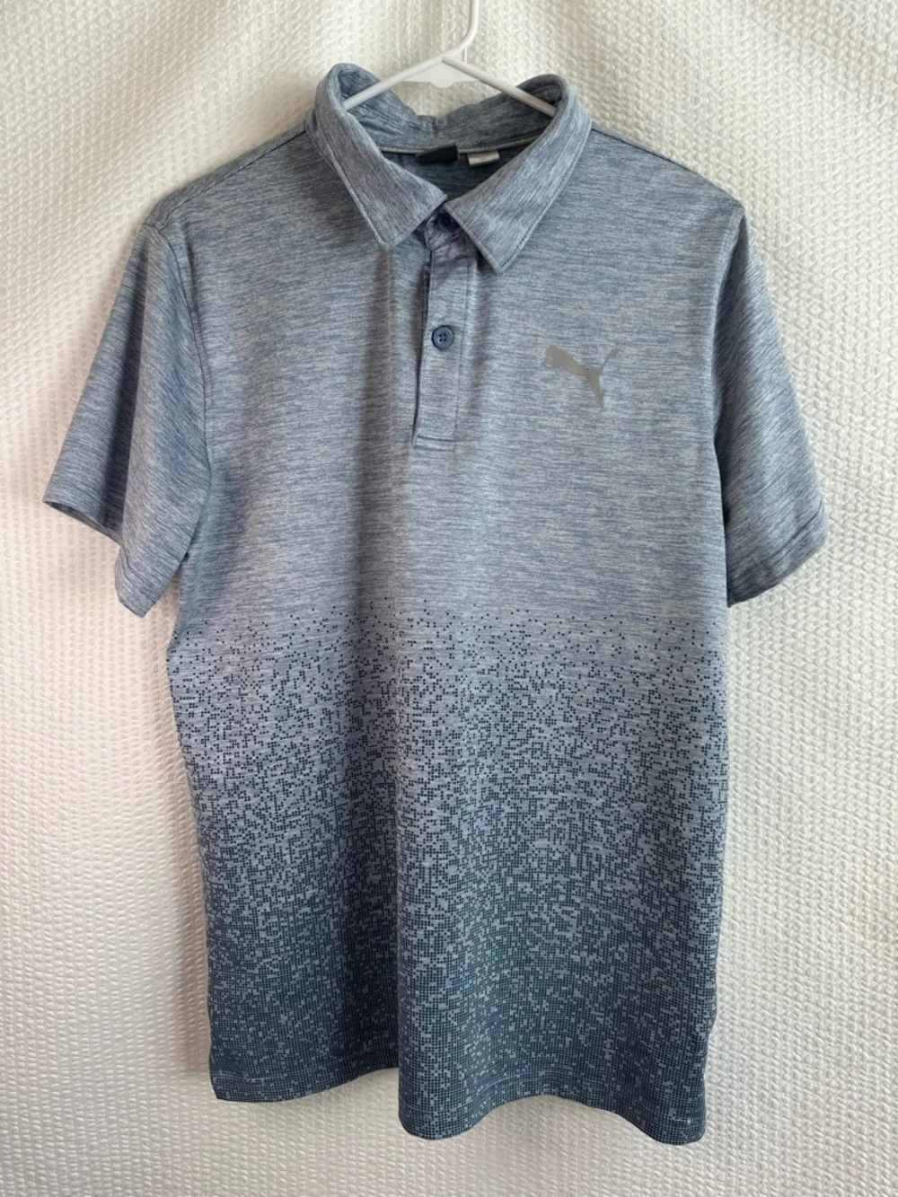 PUMA Blue Ombre Polo Shirt Boys XL 18-20 Short Sleeve Golf Performance Stretch